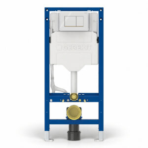 Geberit Sigma Frame & Cistern with Sigma20 Square Flush Plate White/Gold