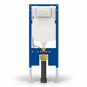 Geberit Sigma Slimline 8cm Frame with Sigma40 Round Flush Plate Sand Grey Glass