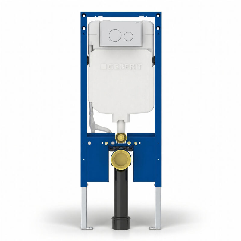 Geberit Sigma Slimline 8cm Frame with Sigma40 Round Flush Plate Matt White Geberit Sigma Slimline 8cm Frame with Sigma40 Round Flush Plate Matt White