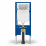 Geberit Sigma Slimline 8cm Frame with Sigma40 Square Flush Plate Brushed Steel