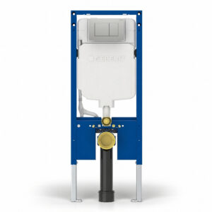 Geberit Sigma Slimline 8cm Frame with Sigma40 Square Flush Plate Brushed Steel