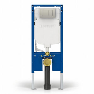 Geberit Sigma Slimline 8cm Frame with Sigma40 Square Flush Plate Brushed Nickel