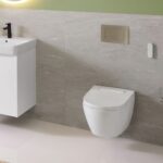 Geberit Sigma Slimline 8cm Frame with Sigma40 Square Flush Plate Brushed Nickel