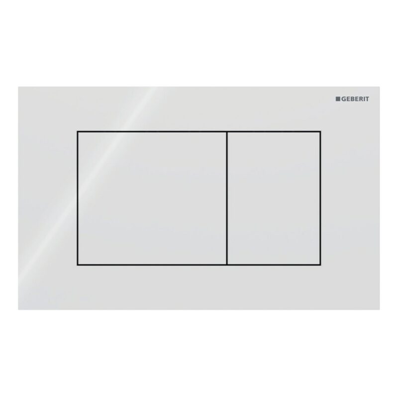 Geberit Sigma Slimline 8cm Frame & Sigma40 Square Flush Plate White Glass