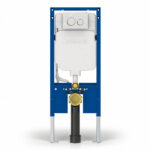 Geberit Sigma Slimline 8cm Frame & Sigma20 Round Flush Plate White/Gold