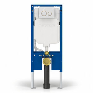 Geberit Sigma Slimline 8cm Frame & Sigma20 Round Flush Plate White/Gold