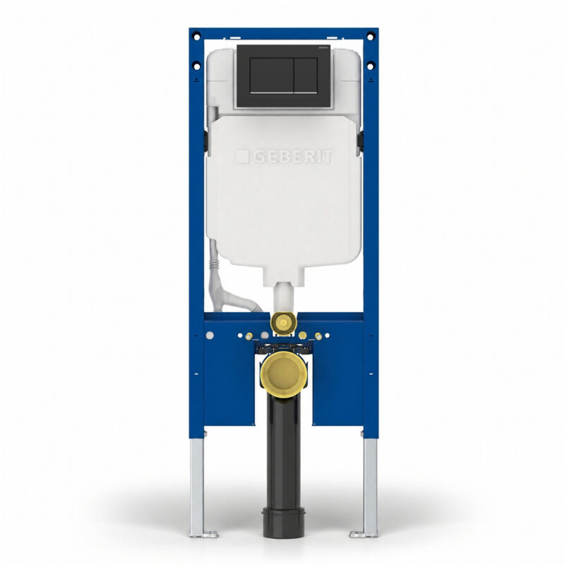 Geberit Sigma Slimline 8cm Frame & Sigma20 Square Flush Plate Matt Black/Chrome Geberit Sigma Slimline 8cm Frame & Sigma20 Square Flush Plate Matt Black/Chrome