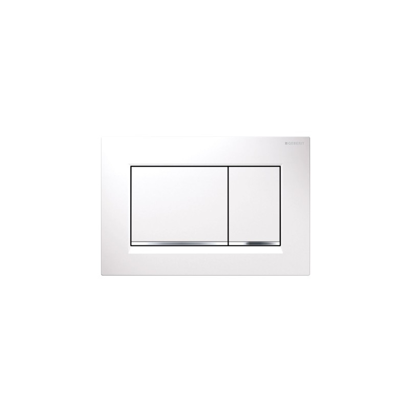 Geberit Sigma Slimline 8cm Frame & Sigma20 Square Flush Plate White/Chrome