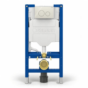 Geberit Sigma 98cm Frame & Cistern with Sigma40 Round Flush Plate Sand Grey Glass