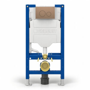 Geberit Sigma 98cm Frame & Cistern with Sigma40 Round Flush Plate Brushed Bronze