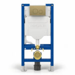 Geberit Sigma 98cm Frame & Cistern with Sigma40 Round Flush Plate Brushed Brass