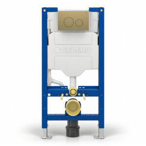 Geberit Sigma 98cm Frame & Cistern with Sigma40 Round Flush Plate Brushed Brass