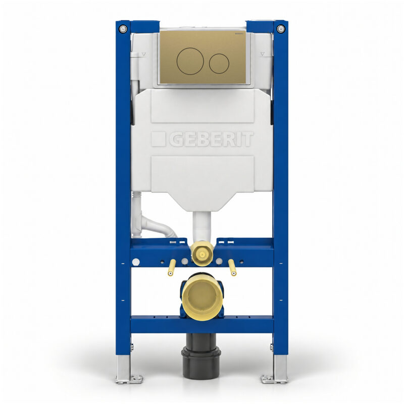 Geberit Sigma 98cm Frame & Cistern with Sigma40 Round Flush Plate Brushed Brass Geberit Sigma 98cm Frame & Cistern with Sigma40 Round Flush Plate Brushed Brass