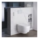 Geberit Sigma 98cm Frame & Cistern with Sigma40 Round Flush Plate Brushed Brass