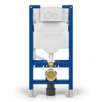 Geberit Sigma 98cm Frame & Cistern with Sigma40 Round Flush Plate White Glass