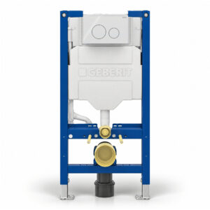 Geberit Sigma 98cm Frame & Cistern with Sigma40 Round Flush Plate White Glass