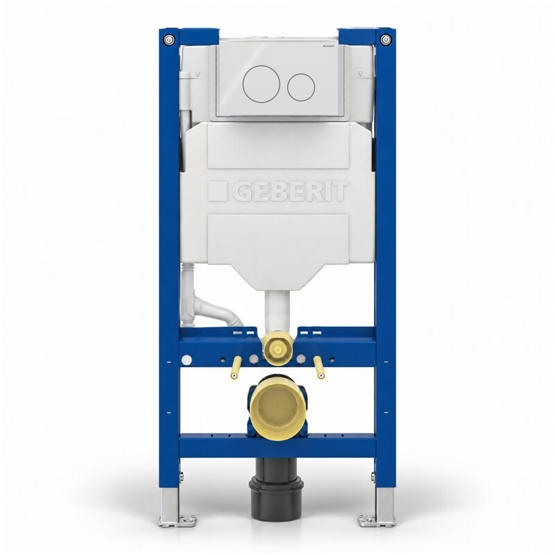 Geberit Sigma 98cm Frame & Cistern with Sigma40 Round Flush Plate White Glass Geberit Sigma 98cm Frame & Cistern with Sigma40 Round Flush Plate White Glass