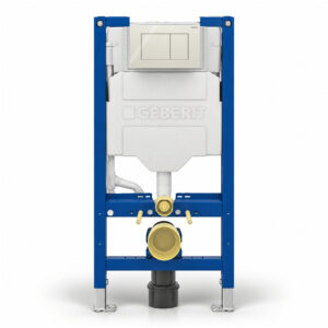 Geberit Sigma 98cm Frame & Cistern with Sigma40 Square Flush Plate Sand Grey Glass
