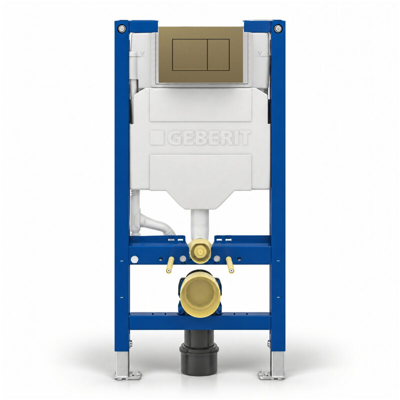Geberit Sigma 98cm Frame & Cistern with Sigma40 Square Flush Plate Brushed Brass Geberit Sigma 98cm Frame & Cistern with Sigma40 Square Flush Plate Brushed Brass