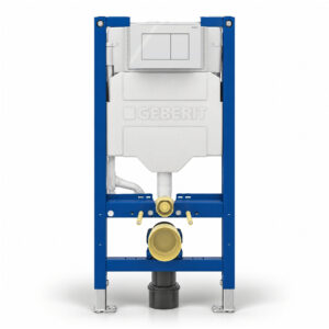 Geberit Sigma 98cm Frame & Cistern with Sigma40 Square Flush Plate White Glass