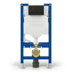 Geberit Sigma 98cm Frame & Cistern with Sigma40 Square Flush Plate Black Glass