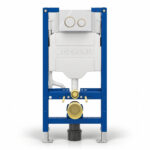 Geberit Sigma 98cm Frame & Cistern with Sigma20 Round Flush Plate White/Gold