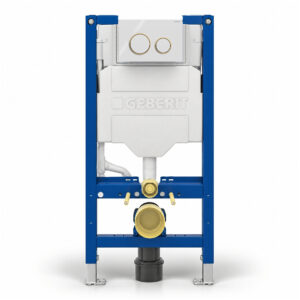 Geberit Sigma 98cm Frame & Cistern with Sigma20 Round Flush Plate White/Gold