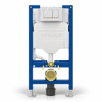 Geberit Sigma 98cm Frame & Cistern with Sigma20 Square Flush Plate White/Gold