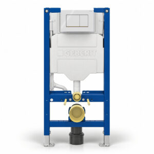 Geberit Sigma 98cm Frame & Cistern with Sigma20 Square Flush Plate White/Gold