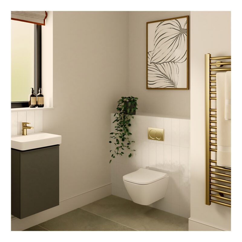 Geberit Alpha01 Round Dual Flush Plate Brass