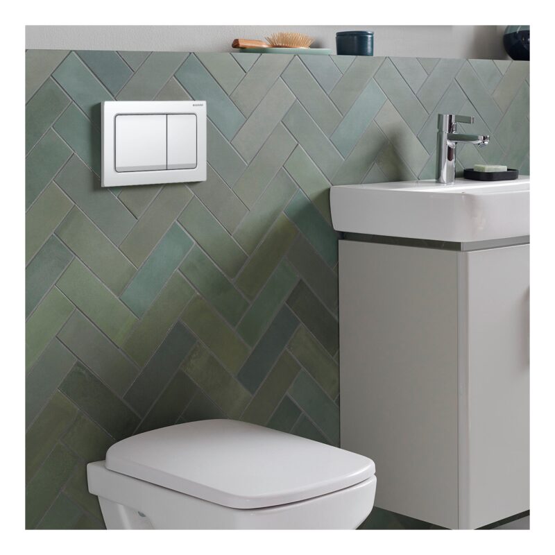 Geberit Alpha01 Square Dual Flush Plate White