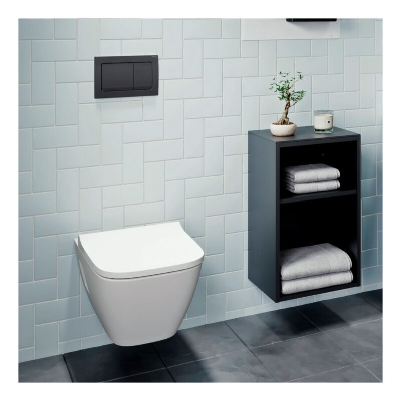 Geberit Alpha01 Square Dual Flush Plate Matt Black