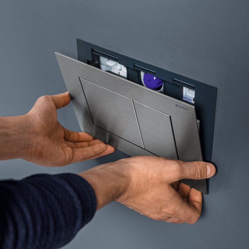 Geberit Sigma 40 Dual Flush Plate Square Brushed Steel