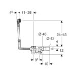 Geberit Ready-to-Fit 260mm Bath Waste with Handle, Inlet & Connector
