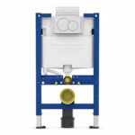 Geberit Alpha 82cm Frame & Cistern with White Round Flush Plate