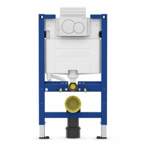 Geberit Alpha 82cm Frame & Cistern with White Round Flush Plate
