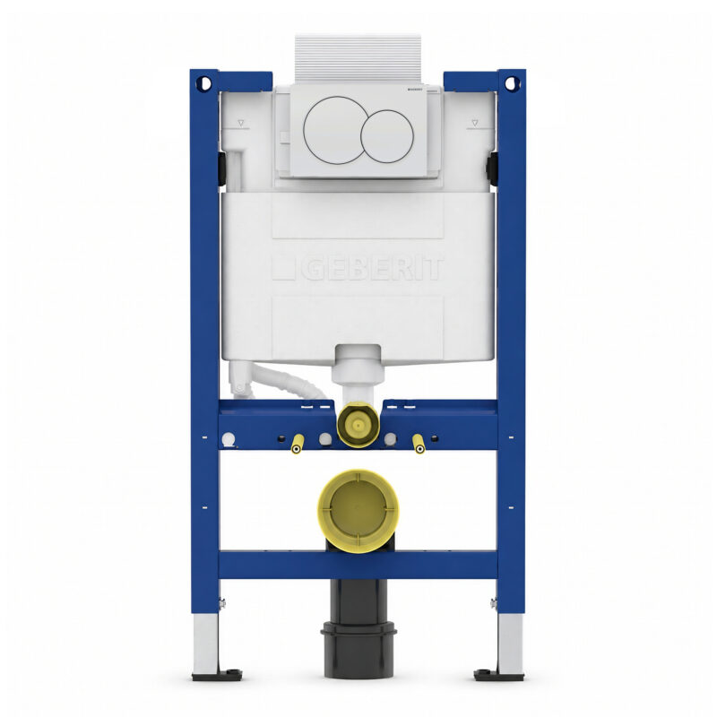 Geberit Alpha 82cm Frame & Cistern with White Round Flush Plate Geberit Alpha 82cm Frame & Cistern with White Round Flush Plate