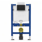 Geberit Alpha 82cm Frame & Cistern with Matt Black Round Flush Plate