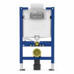 Geberit Alpha 82cm Frame & Cistern with Matt Chrome Round Flush Plate