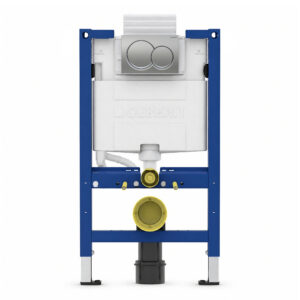 Geberit Alpha 82cm Frame & Cistern with Matt Chrome Round Flush Plate