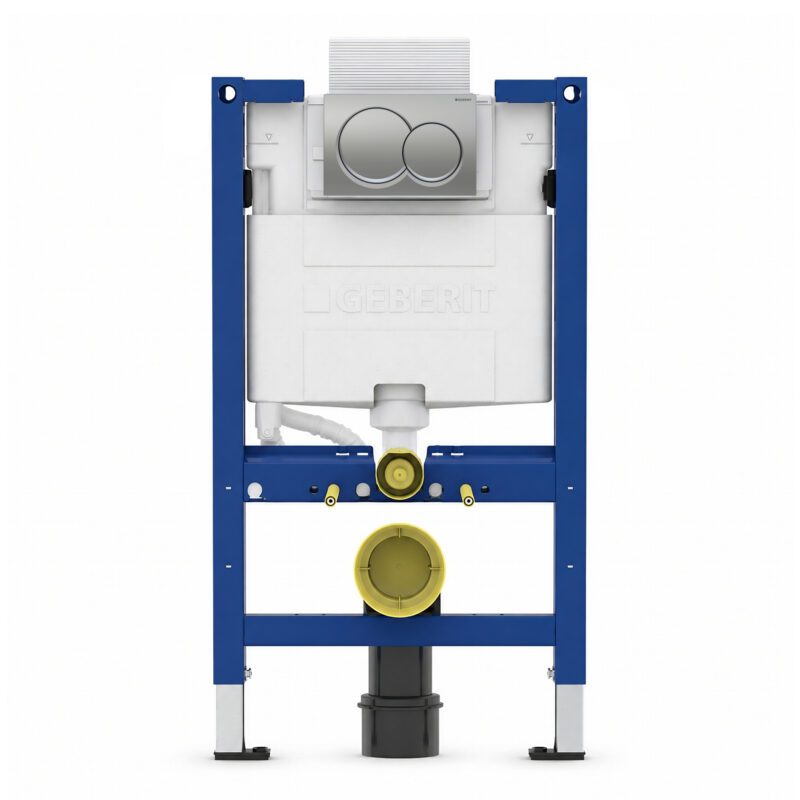 Geberit Alpha 82cm Frame & Cistern with Matt Chrome Round Flush Plate Geberit Alpha 82cm Frame & Cistern with Matt Chrome Round Flush Plate