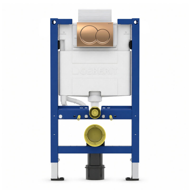 Geberit Alpha 82cm Frame & Cistern with Bronze Round Flush Plate Geberit Alpha 82cm Frame & Cistern with Bronze Round Flush Plate