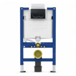 Geberit Alpha 82cm Frame & Cistern with Black Chrome Round Flush Plate