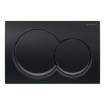 Geberit Alpha 82cm Frame & Cistern with Black Chrome Round Flush Plate