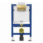 Geberit Alpha 82cm Frame & Cistern with Brass Round Flush Plate