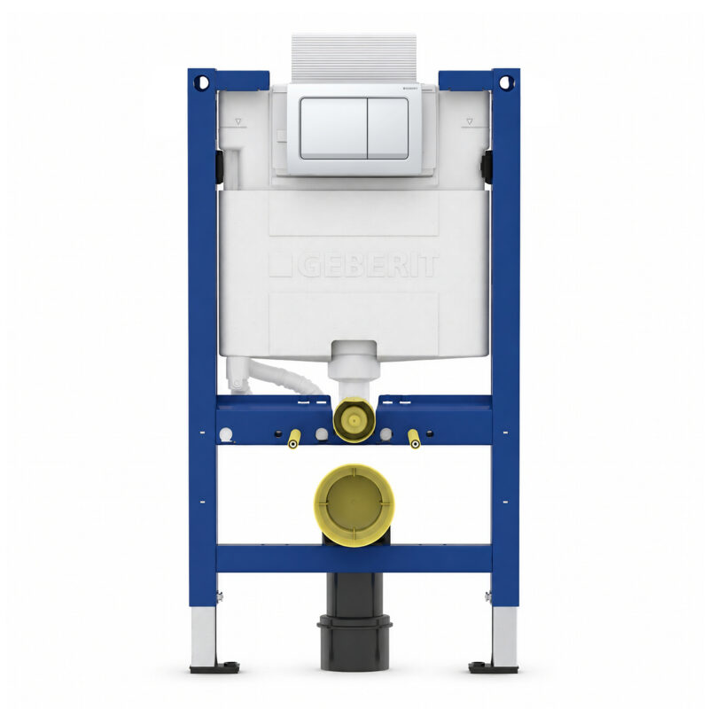 Geberit Alpha 82cm Frame & Cistern with White Square Flush Plate Geberit Alpha 82cm Frame & Cistern with White Square Flush Plate