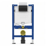Geberit Alpha 82cm Frame & Cistern with Black Chrome Square Flush Plate
