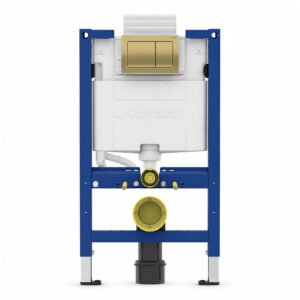 Geberit Alpha 82cm Frame & Cistern with Brass Square Flush Plate
