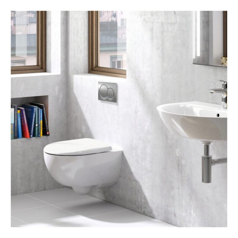 Geberit Alpha 82cm Height WC Frame, Cistern & Alpha01 Round Flush Plate