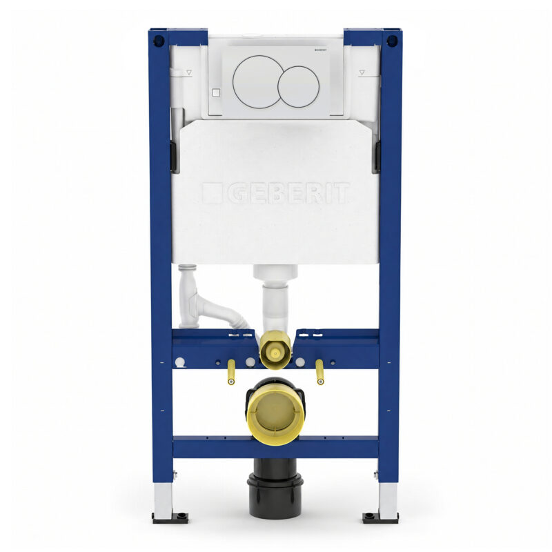 Geberit Alpha 98cm Frame & Cistern with White Round Flush Plate Geberit Alpha 98cm Frame & Cistern with White Round Flush Plate